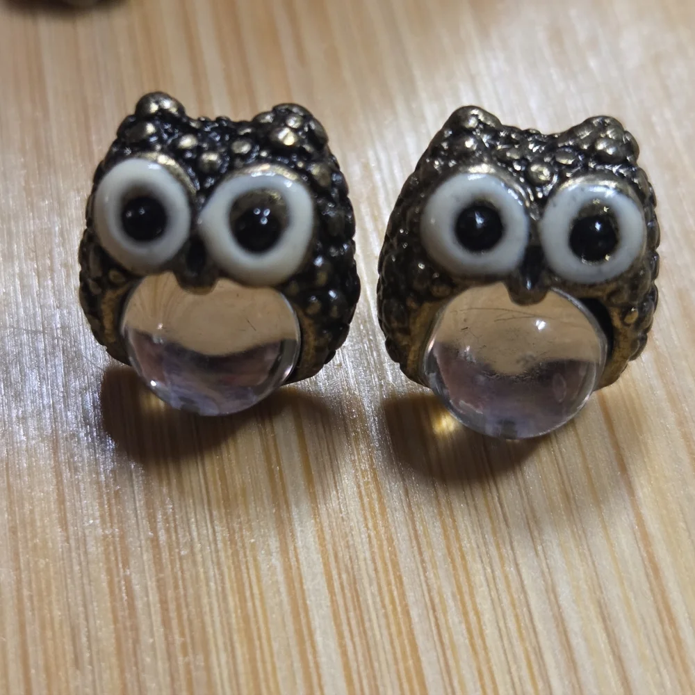Owl Stud Earrings Set - Gold, Silver, and Black - Picture 4 of 5